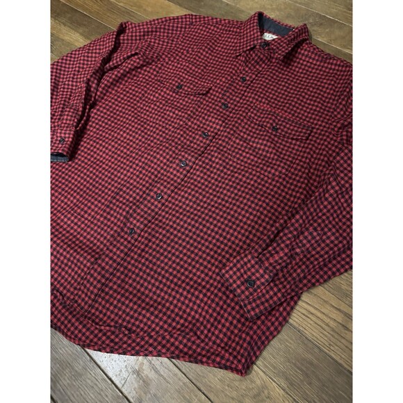 Vintage LL Bean Wool Button Up L Gingham Red Checkered EUC Wool Made in USA - Picture 5 of 6